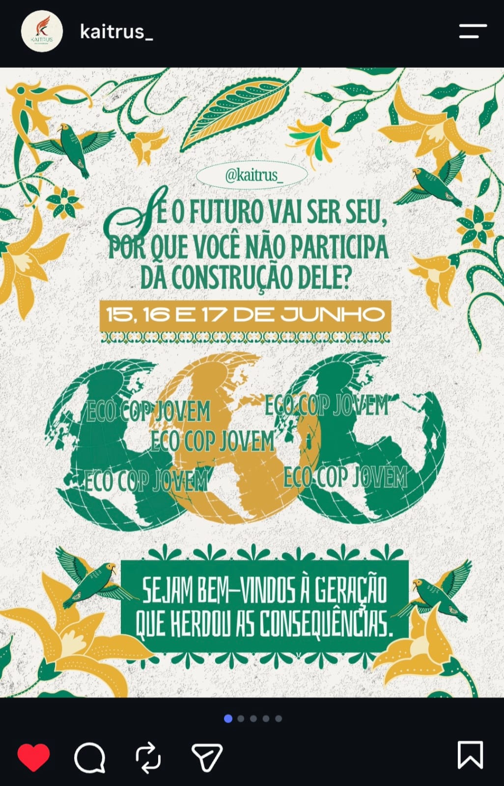 Post do Kaitrus sobre a EcoCOP Jovem