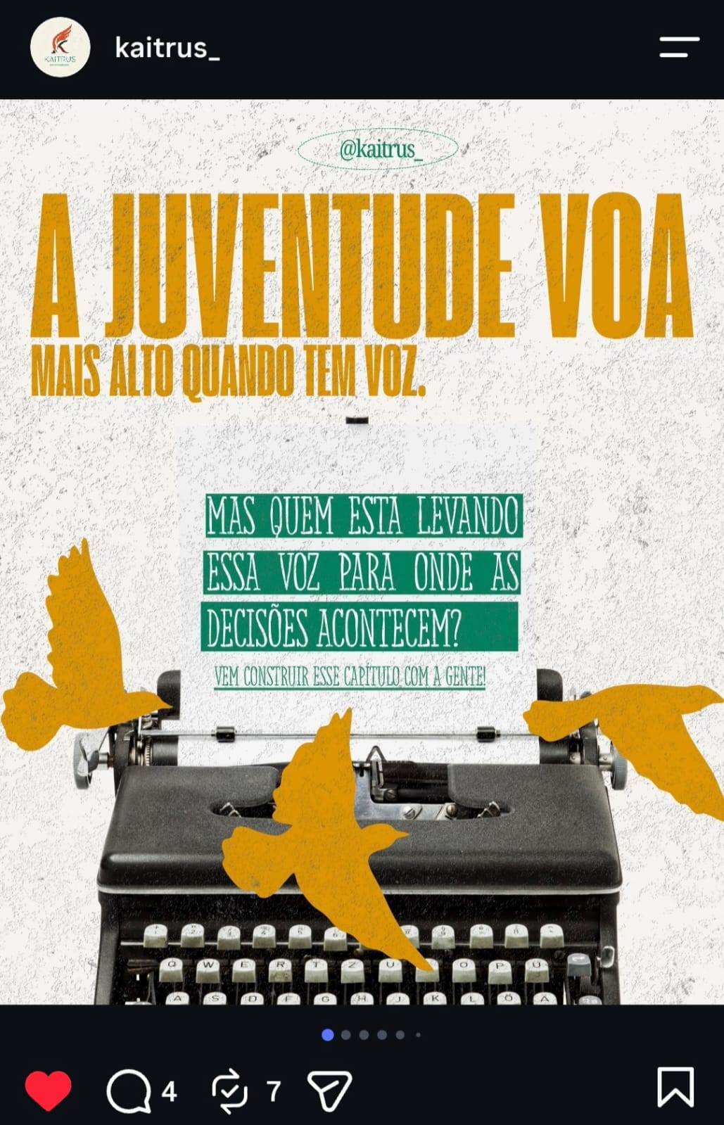 Post do Kaitrus sobre a juventude ter voz